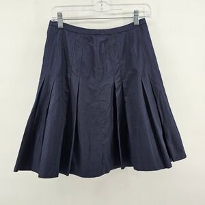 Uniqlo Tuck Pleated Skirt Women 4 Navy A-Line Knee Length 228-073962